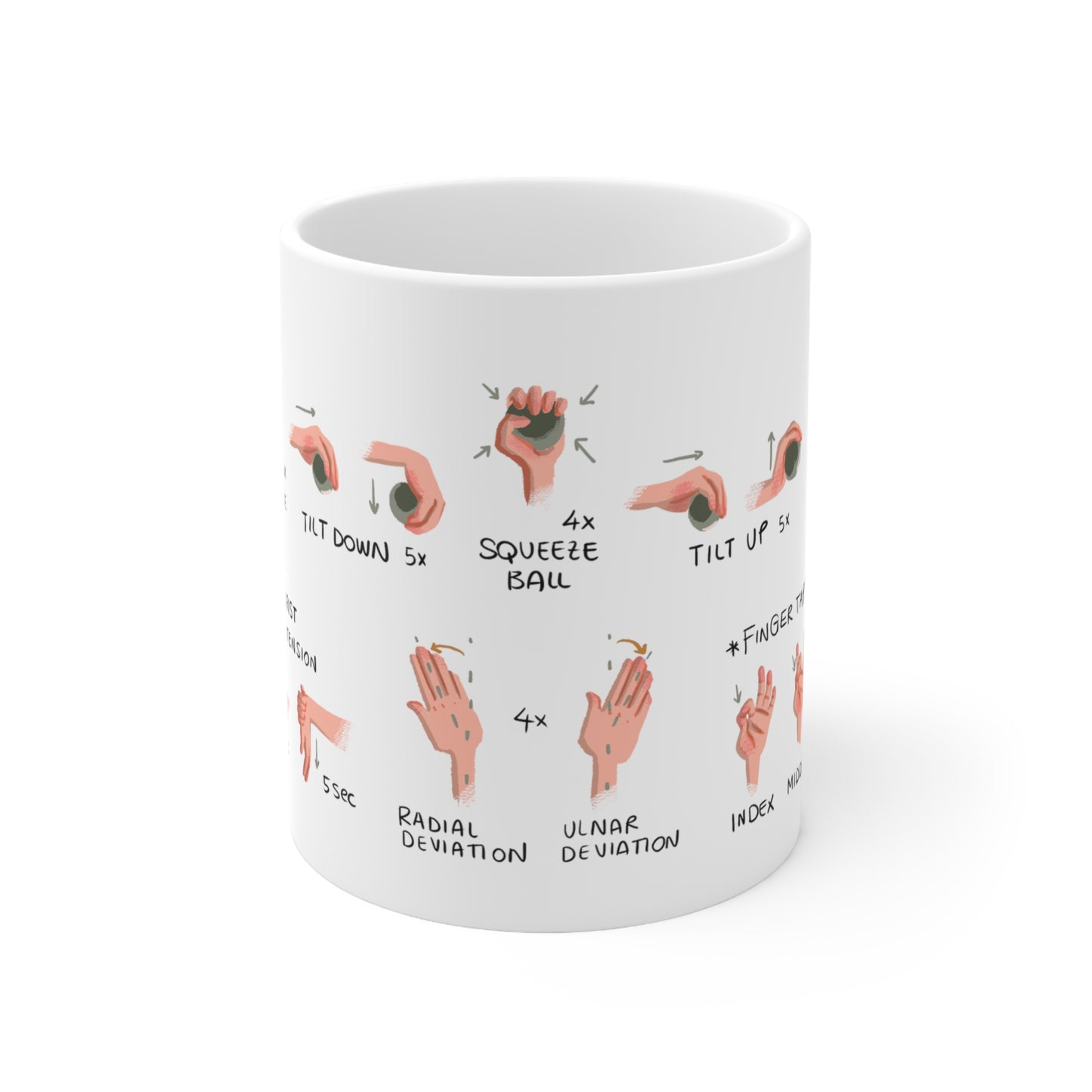 Carpal Tunnel Exercise Mug 11oz | Hands and Wrist Exercise Mug | Office Desk Accessories | Office Gifts | Yoga Coffee Mug