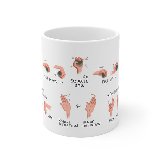 Carpal Tunnel Exercise Mug 11oz | Hands and Wrist Exercise Mug | Office Desk Accessories | Office Gifts | Yoga Coffee Mug