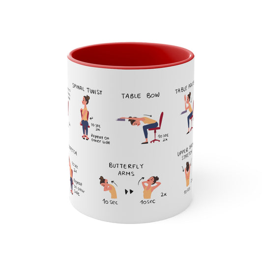 Desk Yoga Mug - Shoulders, Back, and Neck | Accent Coffee Mug, 11oz | Coffee Mug | Yoga Mug | Office Gift