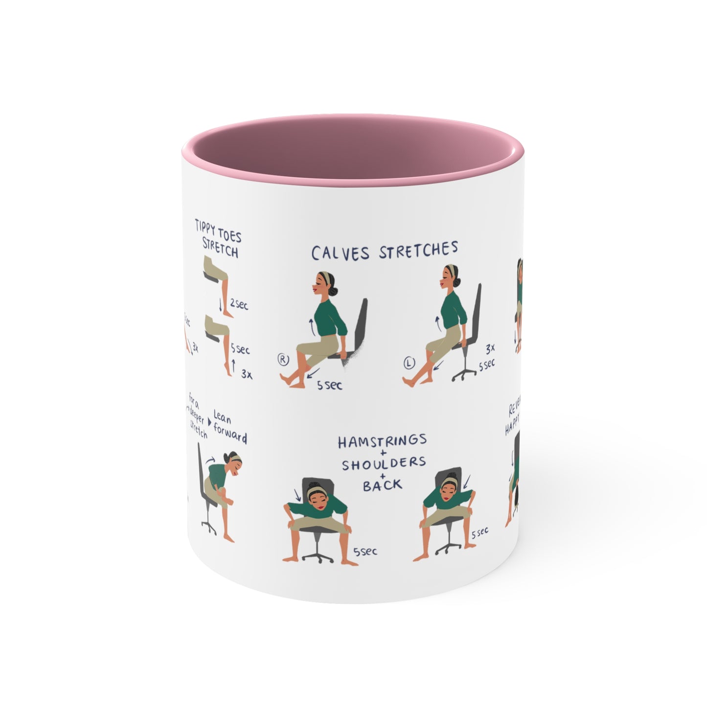 Desk Yoga Mug - Lower Back, Hips, and Legs | Accent Coffee Mug, 11oz | Coffee Mug | Yoga Mug | Office Gift
