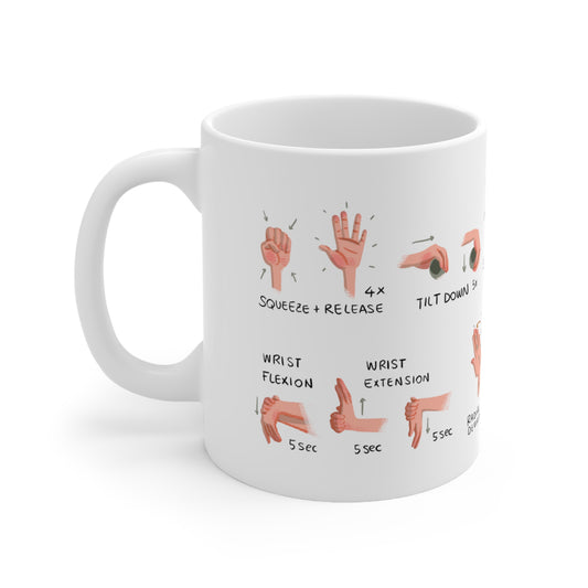 Carpal Tunnel Exercise Mug 11oz | Hands and Wrist Exercise Mug | Office Desk Accessories | Office Gifts | Yoga Coffee Mug