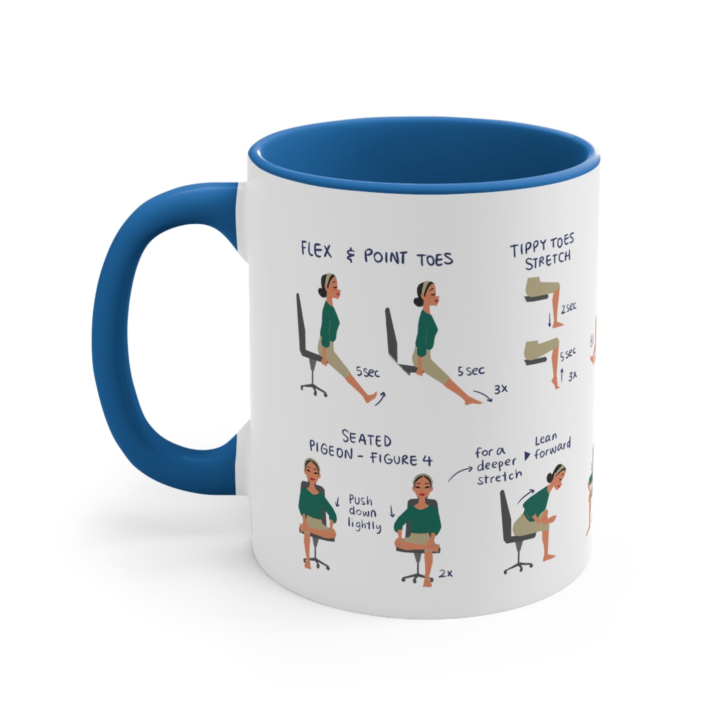 Desk Yoga Mug - Lower Back, Hips, and Legs | Accent Coffee Mug, 11oz | Coffee Mug | Yoga Mug | Office Gift