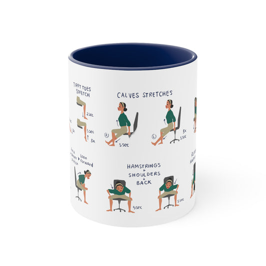 Desk Yoga Mug - Lower Back, Hips, and Legs | Accent Coffee Mug, 11oz | Coffee Mug | Yoga Mug | Office Gift