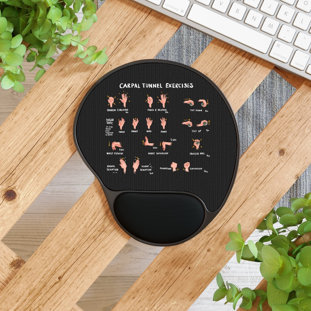 Carpal Tunnel Exercises Mouse Pad With Wrist Rest - Black | Hand and Wrist Exercises for Carpal Tunnel Relief