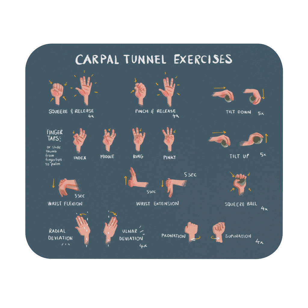 Carpal Tunnel Exercises Mousepad - Blue | Hand and Wrist Exercises for Carpal Tunnel Relief