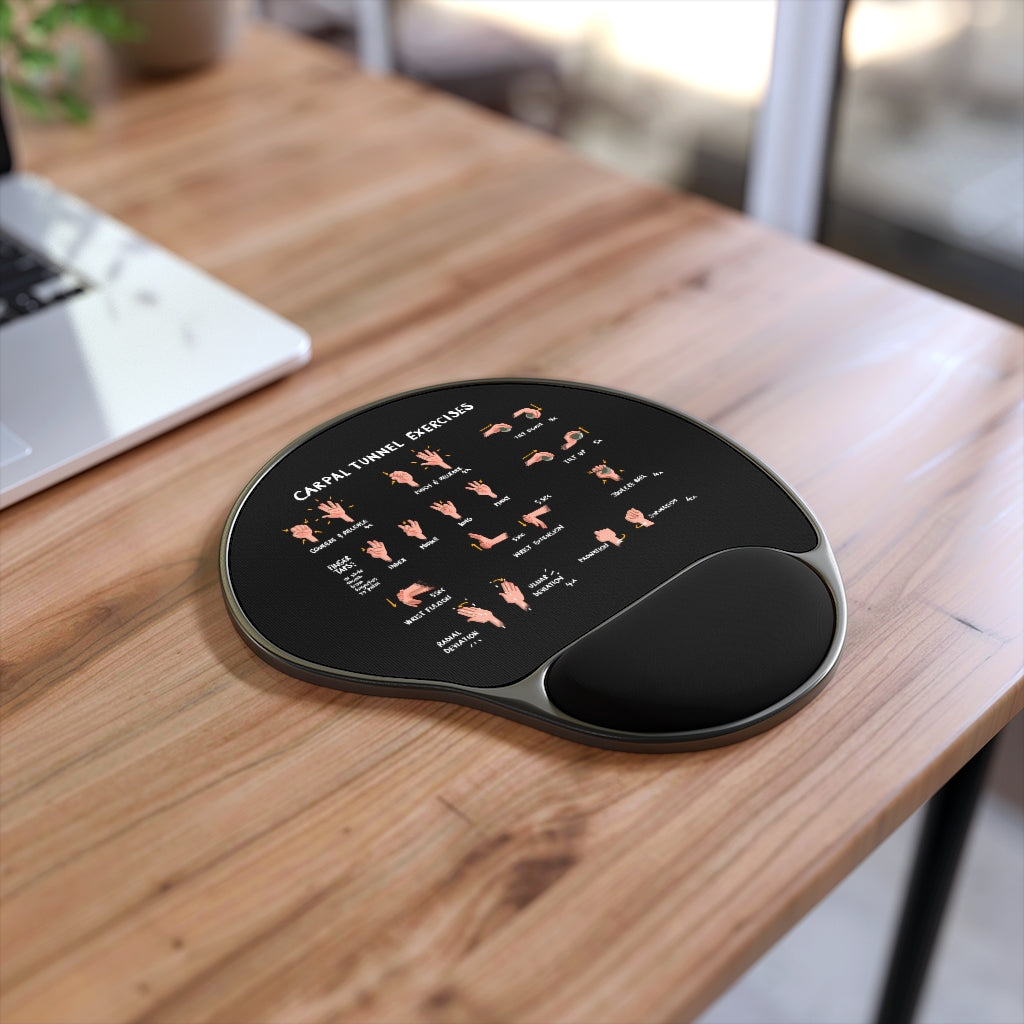 Carpal Tunnel Exercises Mouse Pad With Wrist Rest - Black | Hand and Wrist Exercises for Carpal Tunnel Relief