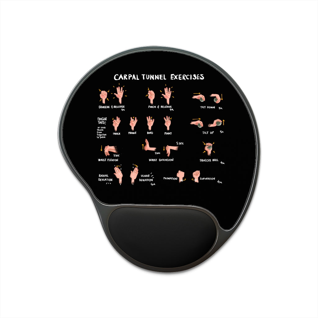 Carpal Tunnel Exercises Mouse Pad With Wrist Rest Black Hand and Wrist Exercises for Carpal Tunnel Relief