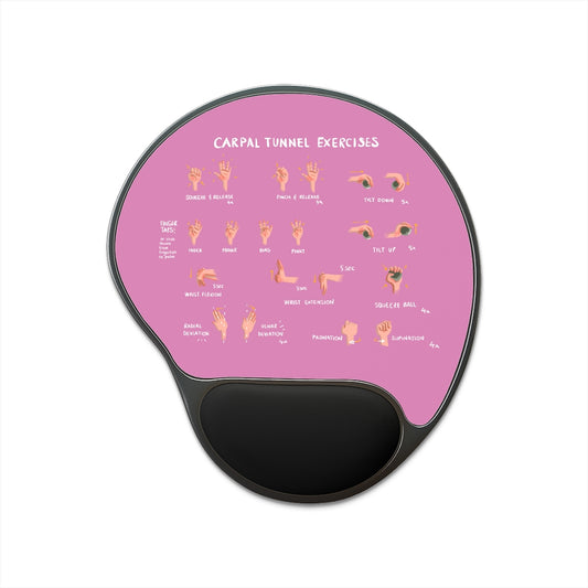 Carpal Tunnel Exercises Mouse Pad With Wrist Rest - Pink | Hand and Wrist Exercises for Carpal Tunnel Relief