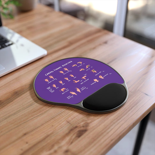 Carpal Tunnel Exercises Mouse Pad With Wrist Rest - Purple | Hand and Wrist Exercises for Carpal Tunnel Relief