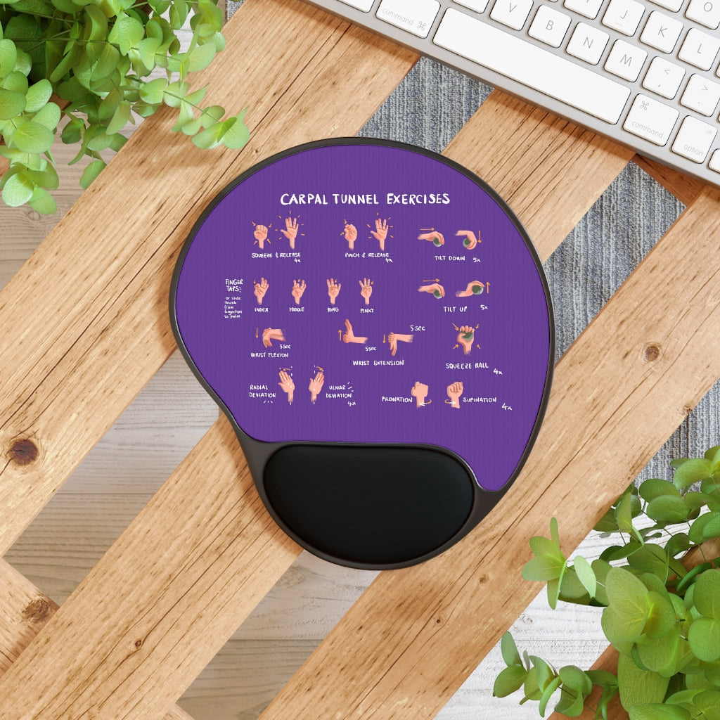 Carpal Tunnel Exercises Mouse Pad With Wrist Rest - Purple | Hand and Wrist Exercises for Carpal Tunnel Relief