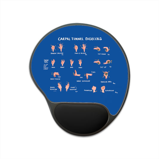 Carpal Tunnel Exercises Mouse Pad With Wrist Rest - Blue | Hand and Wrist Exercises for Carpal Tunnel Relief
