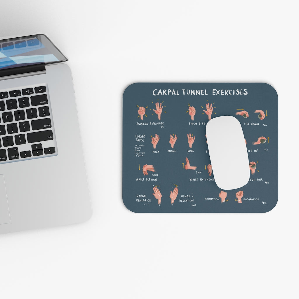 Carpal Tunnel Exercises Mousepad - Blue | Hand and Wrist Exercises for Carpal Tunnel Relief
