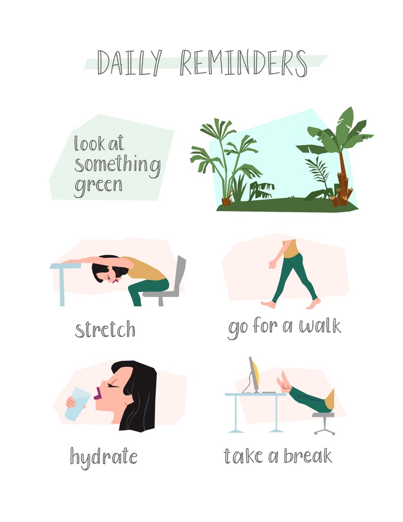 Daily Reminders for Work From Home Physical Print | Office Art | Home Office | WFH Art | Daily Affirmations | Dorm Art | Art For Home
