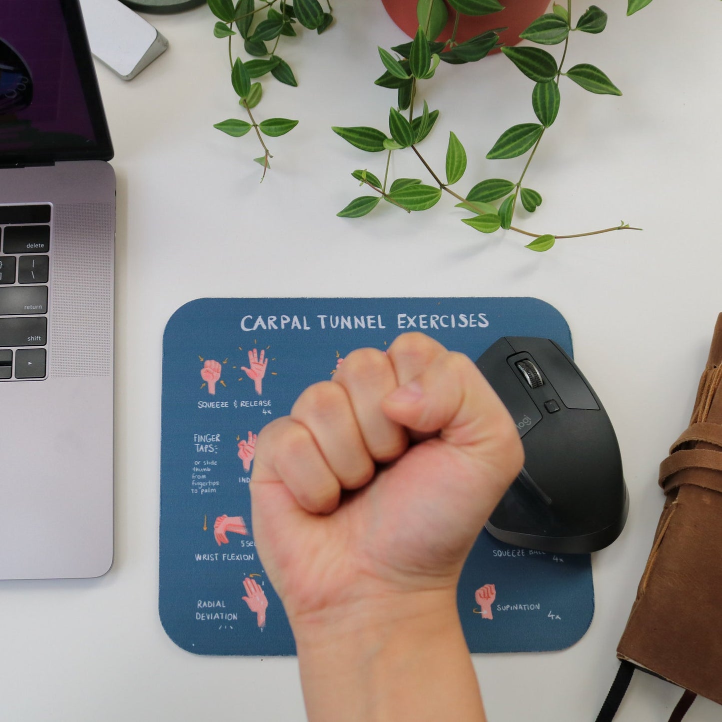 Carpal Tunnel Exercises Mousepad - Blue | Hand and Wrist Exercises for Carpal Tunnel Relief