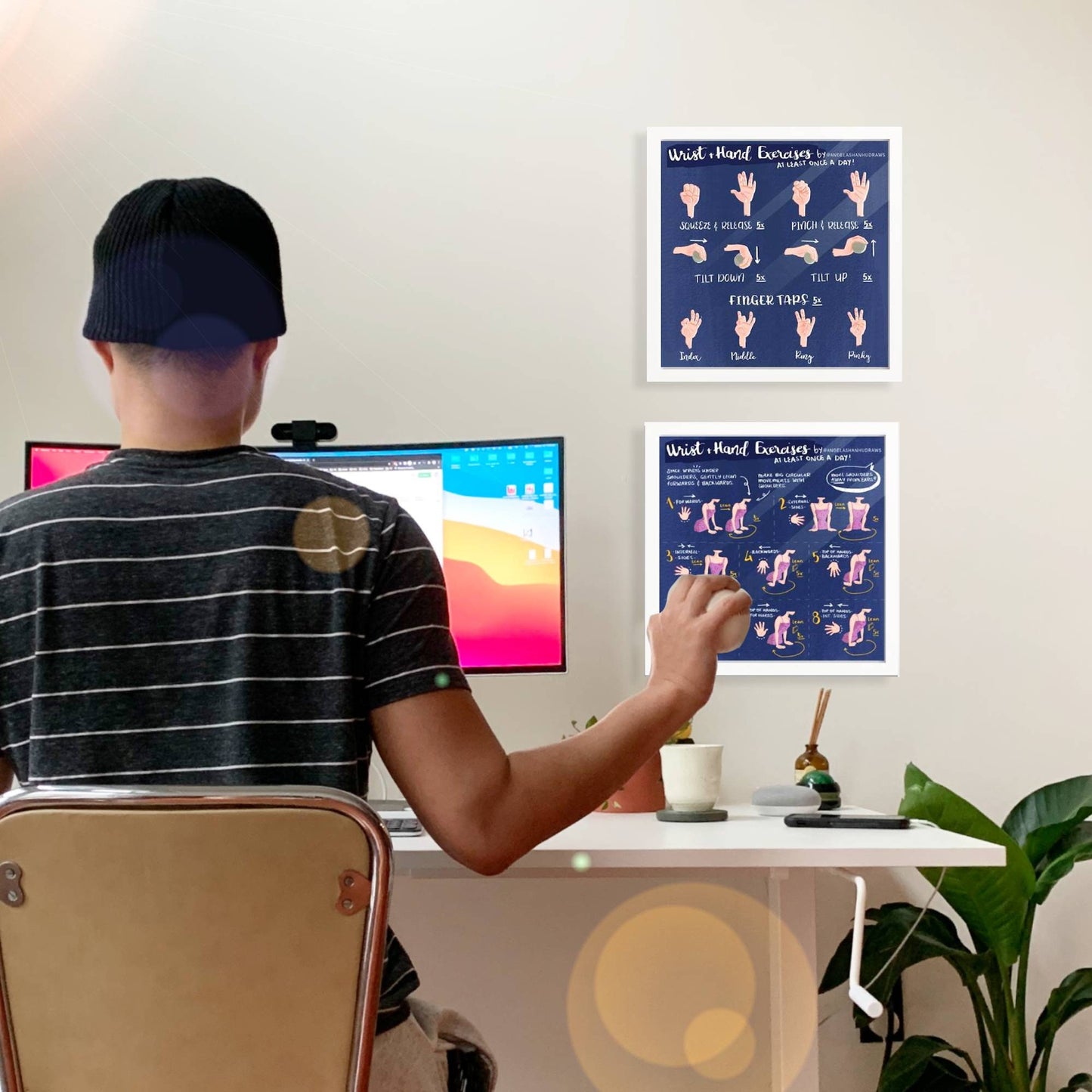 Desk Yoga - Buy 2 get 2 Free! | Yoga At Your Desk | Office Yoga | Yoga Art Print | Office Art | Work From Home Art | Yoga Poses