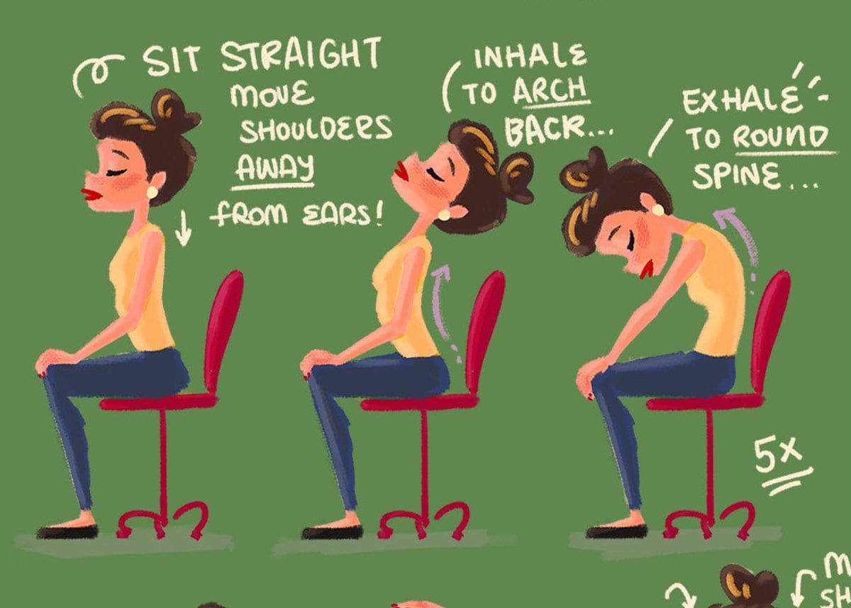 Desk Yoga - focus on shoulders, back and neck | Chair Yoga | Office Yoga | Yoga Poses | Work From Home Yoga | 8x8 in, 8x10 in, 16x16 in