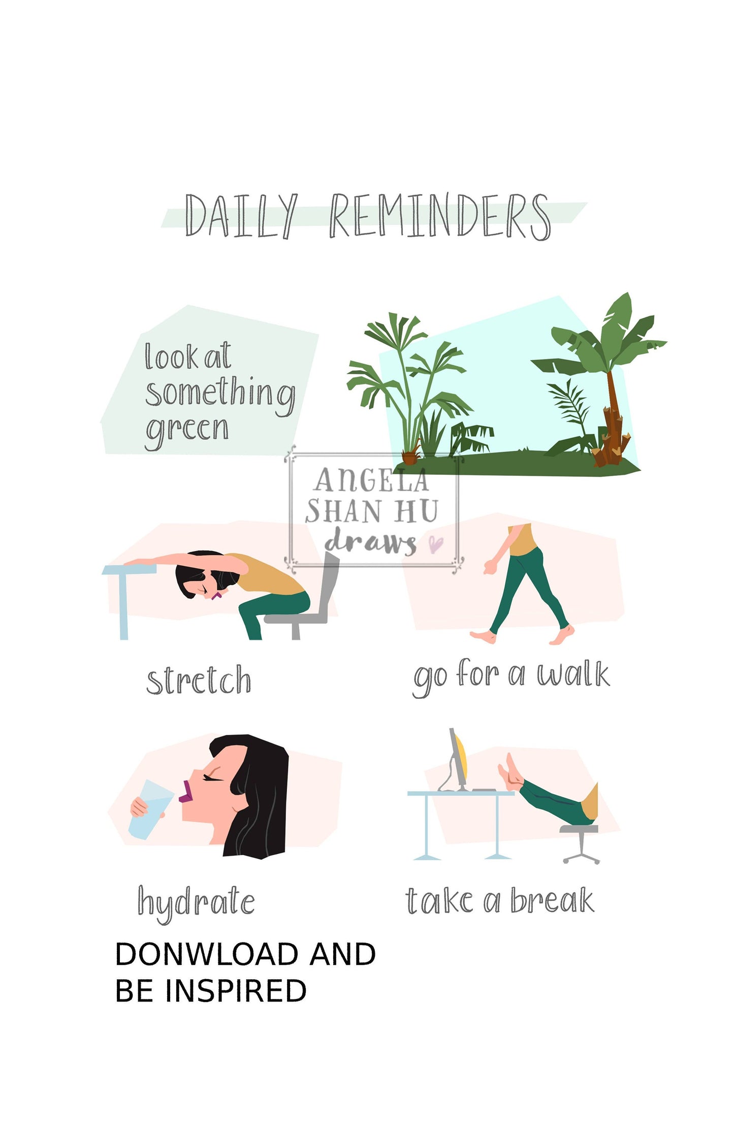 Daily Reminders for Work From Home | Office Art | Home Decor | Home Office | WFH Art | Daily Affirmations | Dorm Art | Art For Home