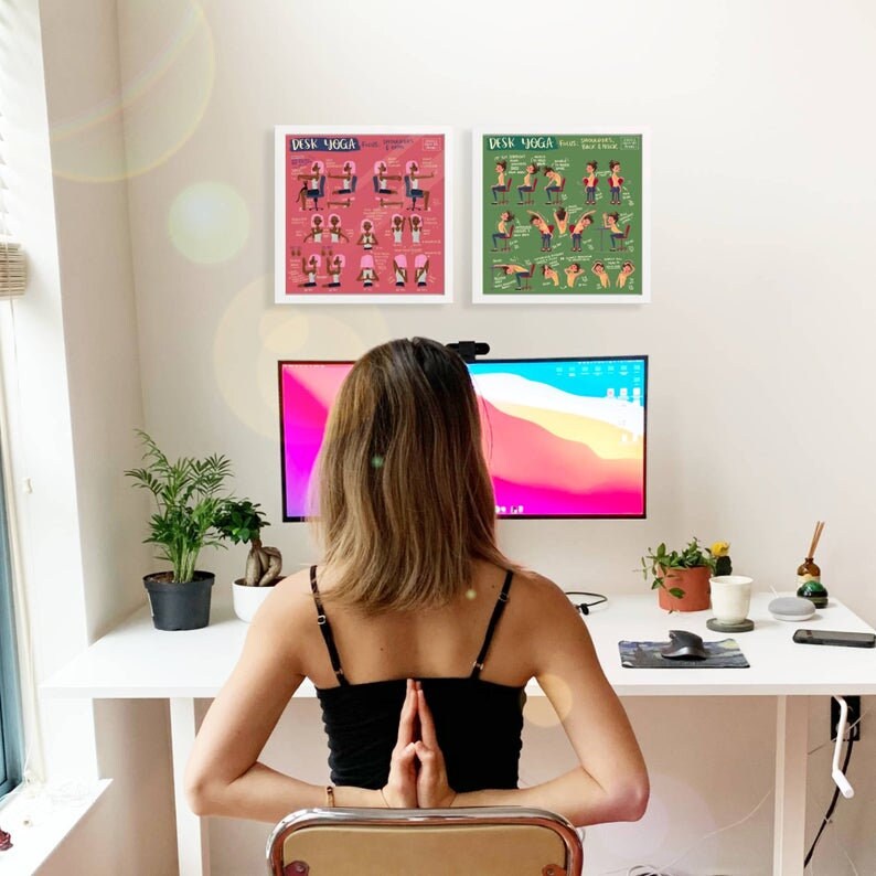 Desk Yoga - **Bestsellers Bundle** | Office Yoga Print | Yoga at your Desk | Work From Home Yoga | Carpal Tunnel Exercises