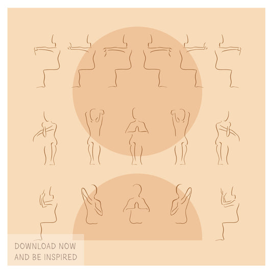 Desk Yoga Print - Peach | Arms and Shoulders | Minimal | Yoga Pose Print | Home Office Print | WFH Print | Yoga Art | Yoga for Pain | Boho |