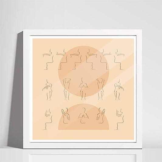 Desk Yoga Print - Peach | Arms and Shoulders | Minimal | Yoga Pose Print | Home Office Print | WFH Print | Yoga Art | Yoga for Pain | Boho |