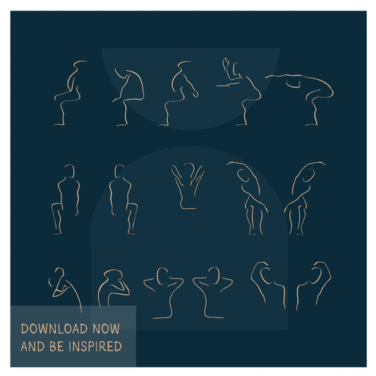 Minimal Desk Yoga Print - Blue | Yoga Pose Print | Home Office Print | WFH Print | Yoga Art | Yoga for Pain | Back Pain | Boho | Minimal