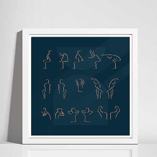 Minimal Desk Yoga Print - Blue | Yoga Pose Print | Home Office Print | WFH Print | Yoga Art | Yoga for Pain | Back Pain | Boho | Minimal