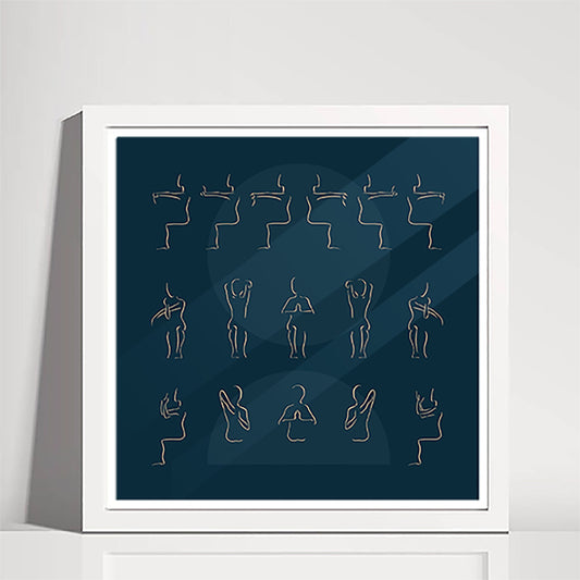 Desk Yoga Print - Blue | Arms and Shoulders | Minimal | Yoga Pose Print | Home Office Print | WFH Print | Yoga Art | Yoga for Pain | Boho |