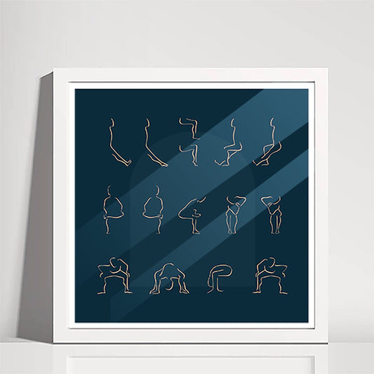 Desk Yoga | Blue | Lower back and body, hips | Minimal | Yoga At Your Desk | Office Yoga | Yoga Print | Yoga Art | 8x8 in, 8x10 in