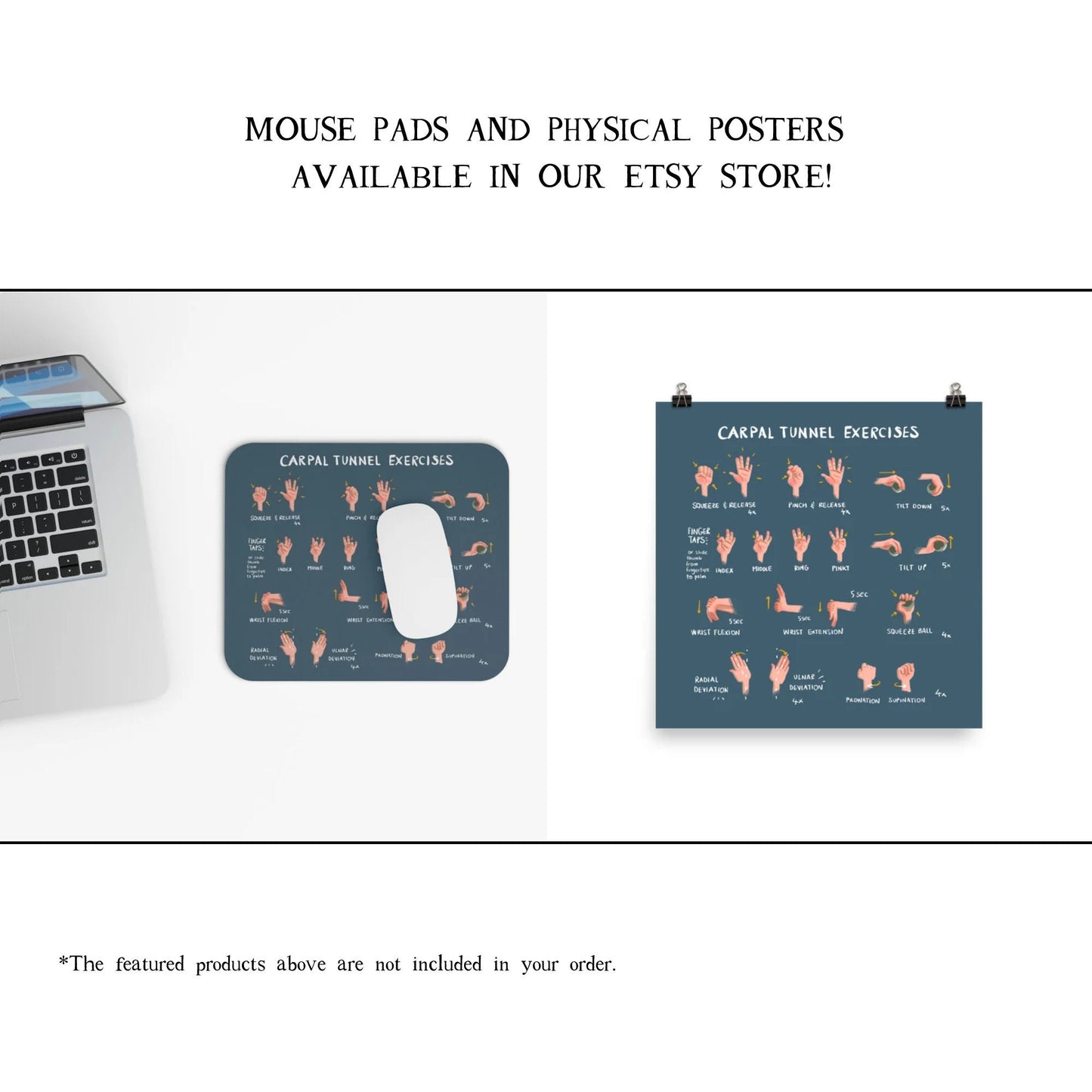 Carpal Tunnel Exercises Print - Digital - White | Hand and Wrist Exercises for Carpal Tunnel Relief