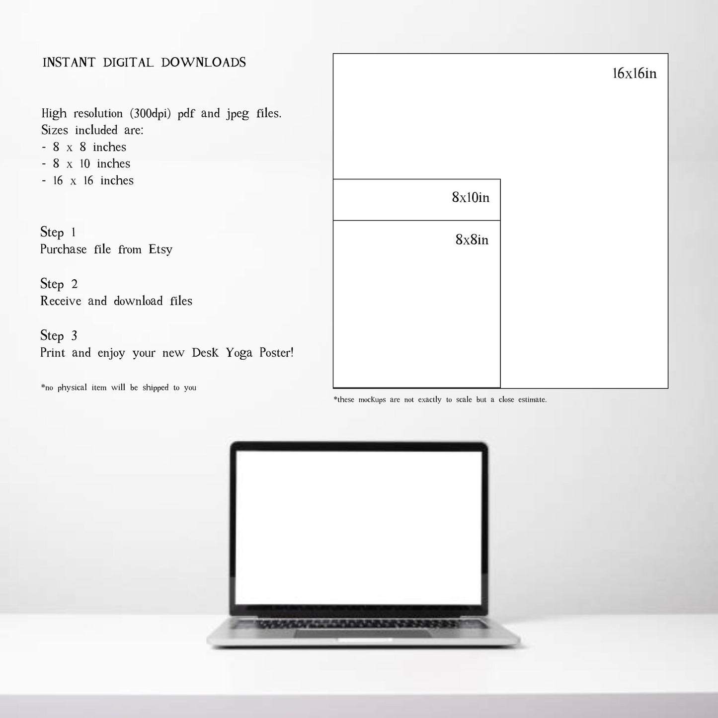 Desk Yoga - focus on lower body, lower back, and hips | Yoga At Your Desk | Office Yoga | Yoga Print | Yoga Art | 8x8 in, 8x10 in, 16x16 in