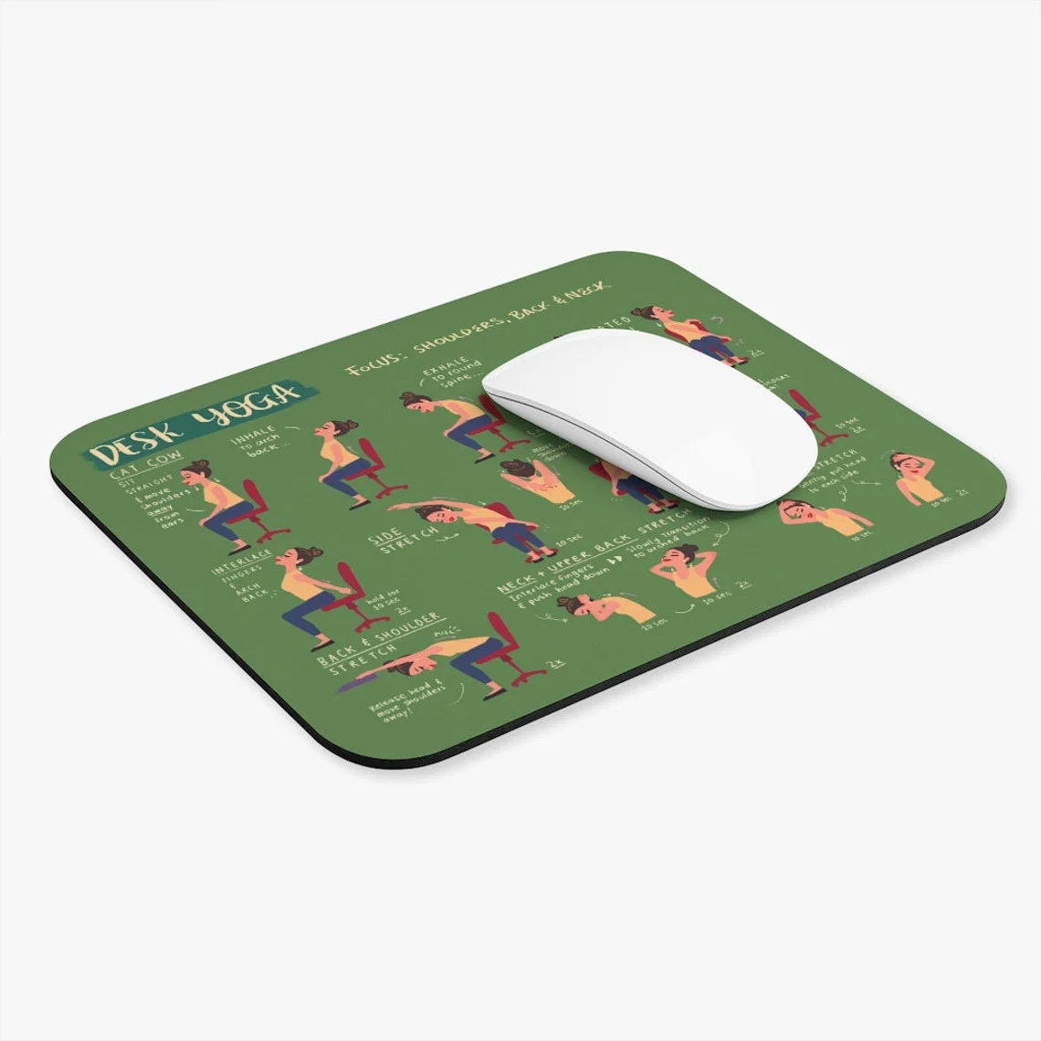Mouse Pads Bundle | Buy 3 Get 1 Free! | Office Desk Accessories | Home Office | Desk Decor | Yoga Art | Yoga Poses | Chair Yoga