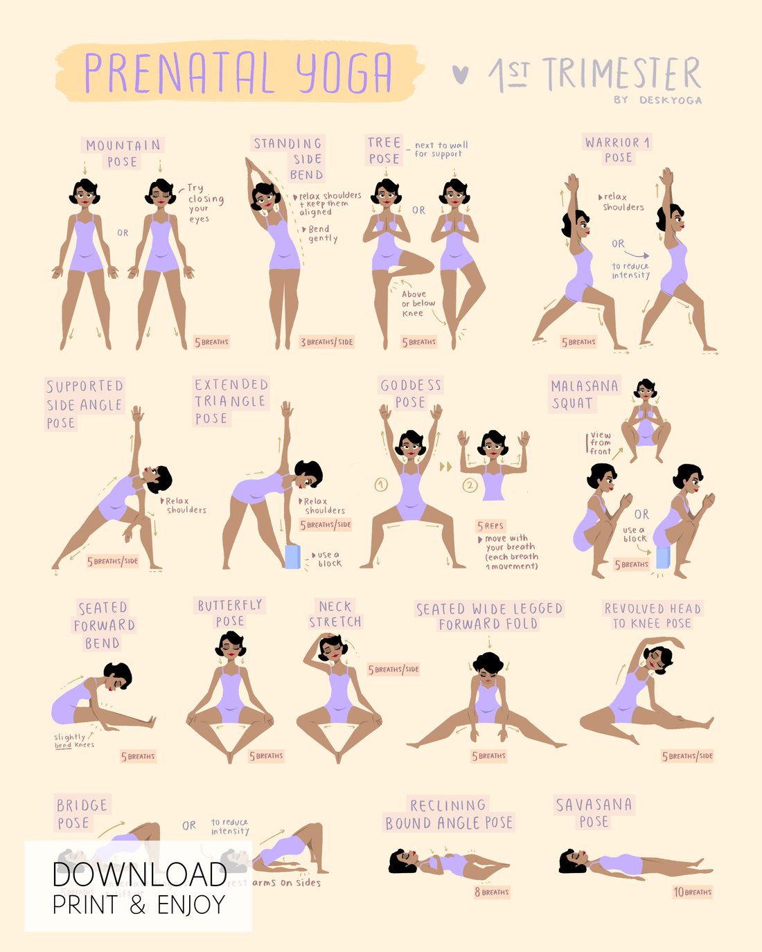 16 Prenatal Yoga Poses for the First Trimester – deskyoga