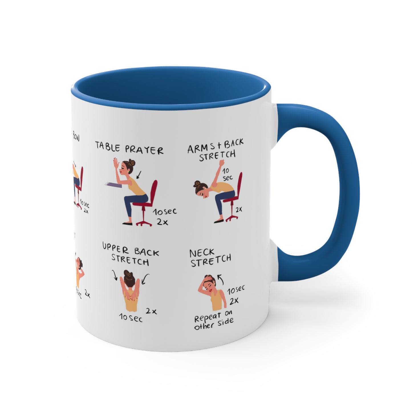 Desk Yoga Mug - Shoulders, Back, and Neck | Accent Coffee Mug, 11oz | Coffee Mug | Yoga Mug | Office Gift