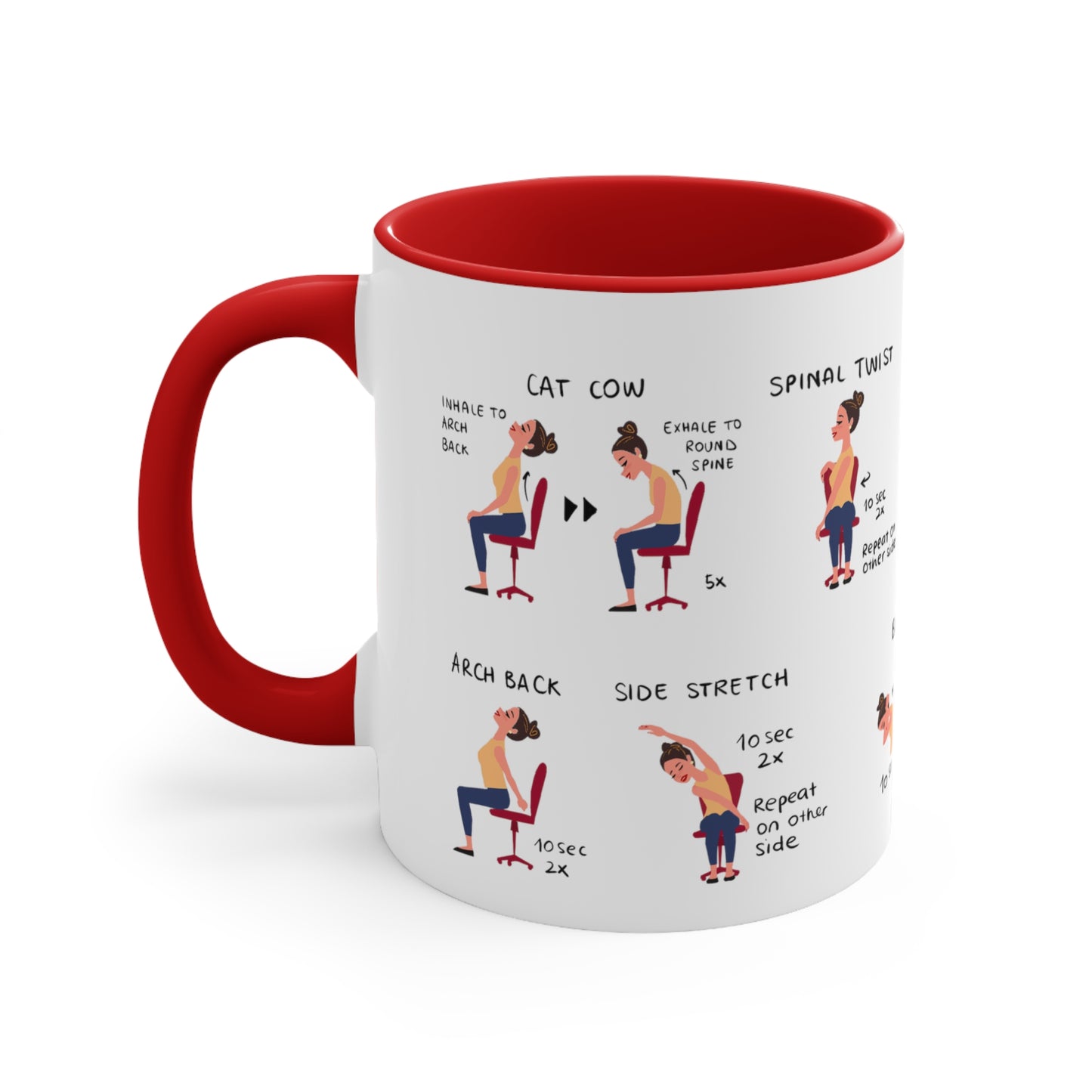 Desk Yoga Mug - Shoulders, Back, and Neck | Accent Coffee Mug, 11oz | Coffee Mug | Yoga Mug | Office Gift