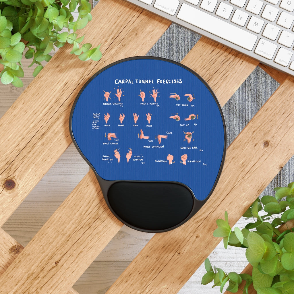 Carpal Tunnel Exercises Mouse Pad With Wrist Rest - Blue | Hand and Wrist Exercises for Carpal Tunnel Relief