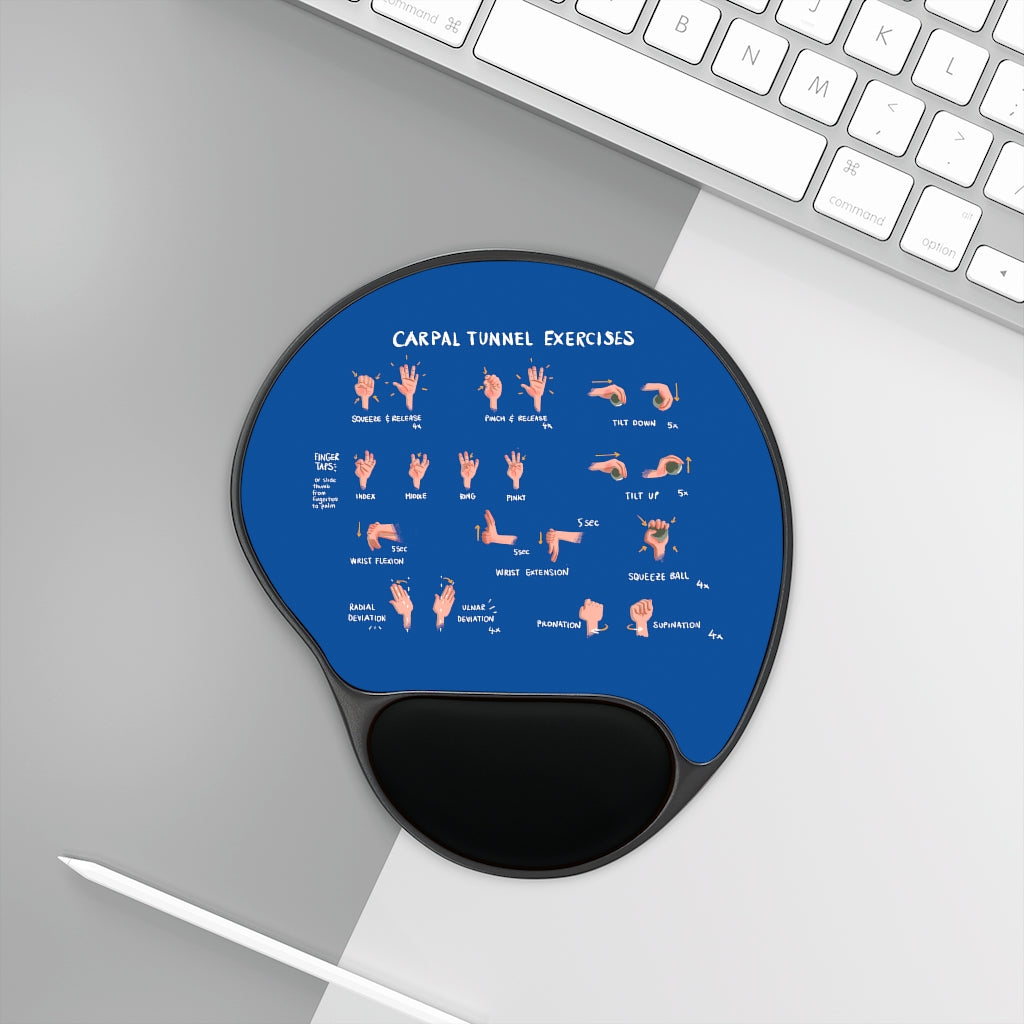 Carpal Tunnel Exercises Mouse Pad With Wrist Rest - Blue | Hand and Wrist Exercises for Carpal Tunnel Relief