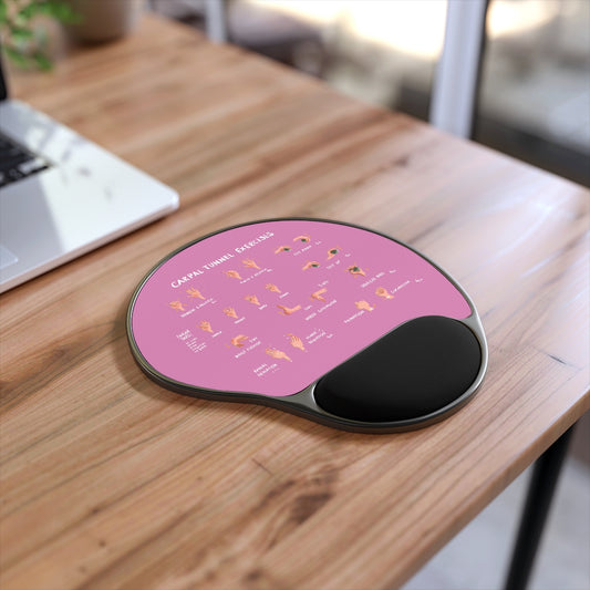 Carpal Tunnel Exercises Mouse Pad With Wrist Rest - Pink | Hand and Wrist Exercises for Carpal Tunnel Relief