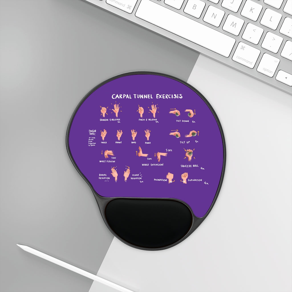 Carpal Tunnel Exercises Mouse Pad With Wrist Rest - Purple | Hand and Wrist Exercises for Carpal Tunnel Relief