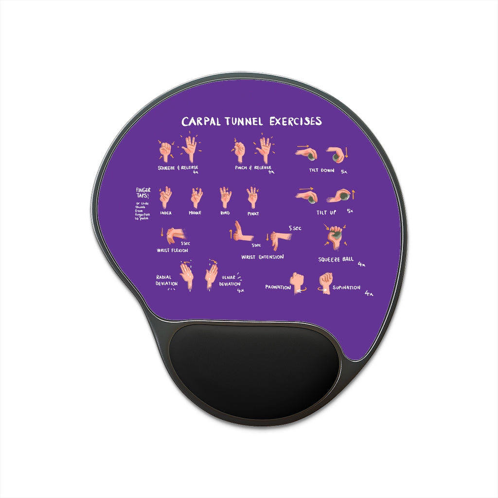 Carpal Tunnel Exercises Mouse Pad With Wrist Rest - Purple | Hand and Wrist Exercises for Carpal Tunnel Relief
