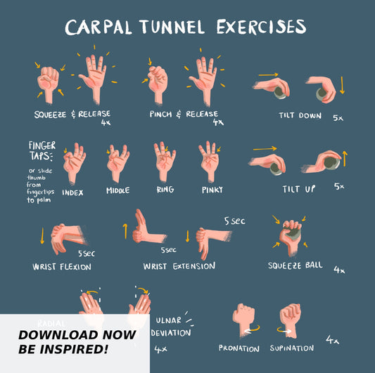 Carpal Tunnel Exercises Print - Physical - Blue | Hand and Wrist Exercises for Carpal Tunnel Relief