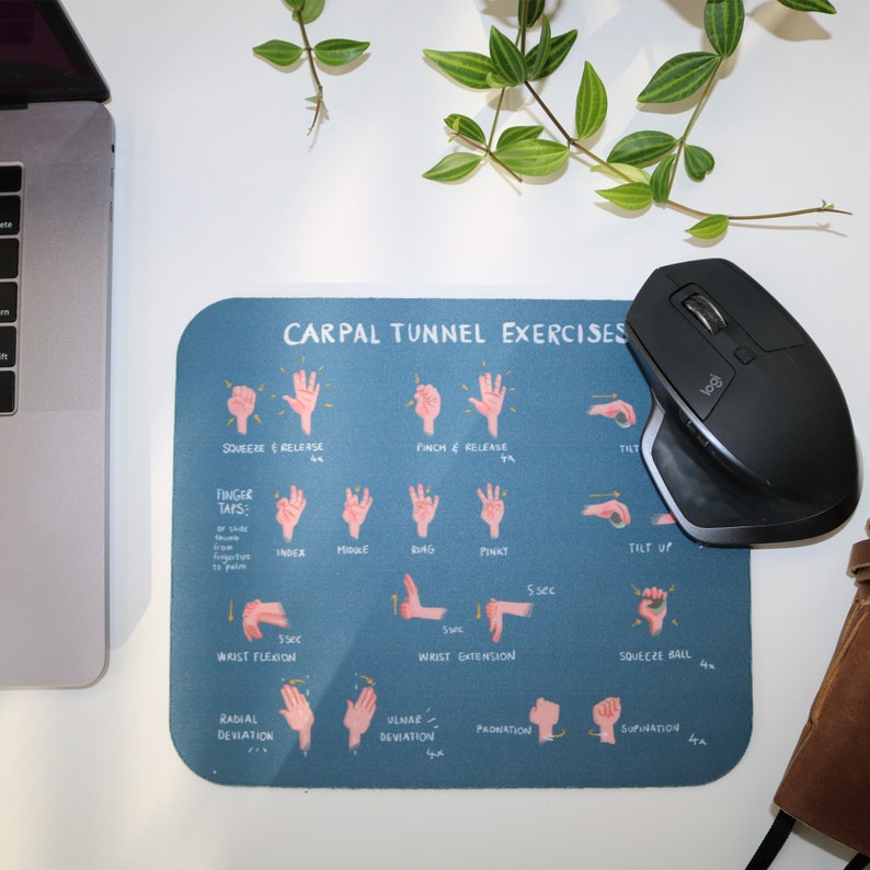 Carpal Tunnel Exercises Mousepad - Blue | Hand and Wrist Exercises for Carpal Tunnel Relief
