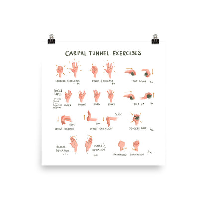 Carpal Tunnel Exercises Print - Physical - White | Hand and Wrist Exercises for Carpal Tunnel Relief