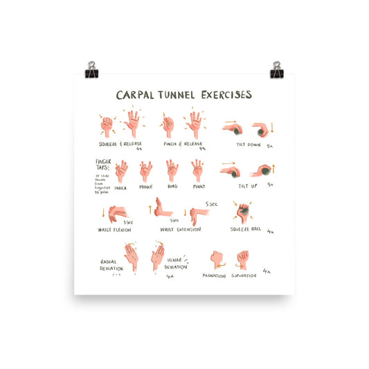 Carpal Tunnel Exercises Print - Physical - White | Hand and Wrist Exercises for Carpal Tunnel Relief