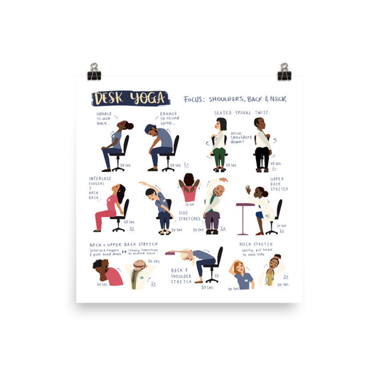 Desk Yoga for Shoulders, Back, and Neck - Physical Print | Healthcare Professional Edition | Chair Yoga