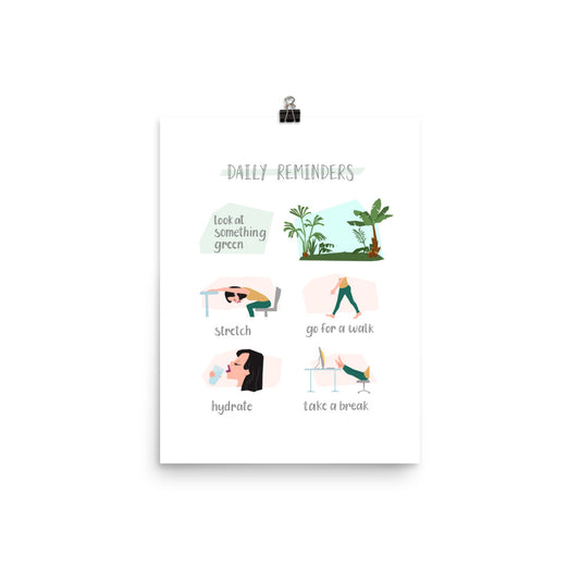 Daily Reminders for Work From Home Physical Print | Office Art | Home Office | WFH Art | Daily Affirmations | Dorm Art | Art For Home