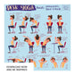 Desk Yoga Print - Blue | Yoga Pose Print | Home Office Print | WFH Print | Yoga Art | Yoga for Pain | Back Pain