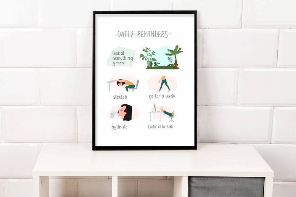 Daily Reminders for Work From Home | Office Art | Home Decor | Home Office | WFH Art | Daily Affirmations | Dorm Art | Art For Home