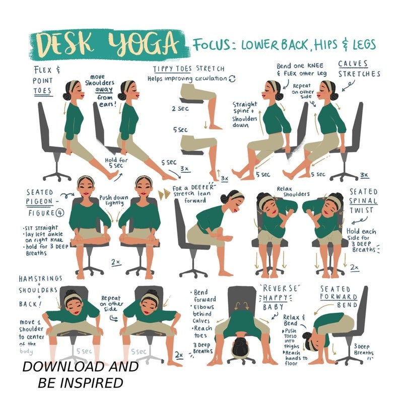 Desk Yoga - **Bestsellers Bundle** WHITE, Office Yoga Print