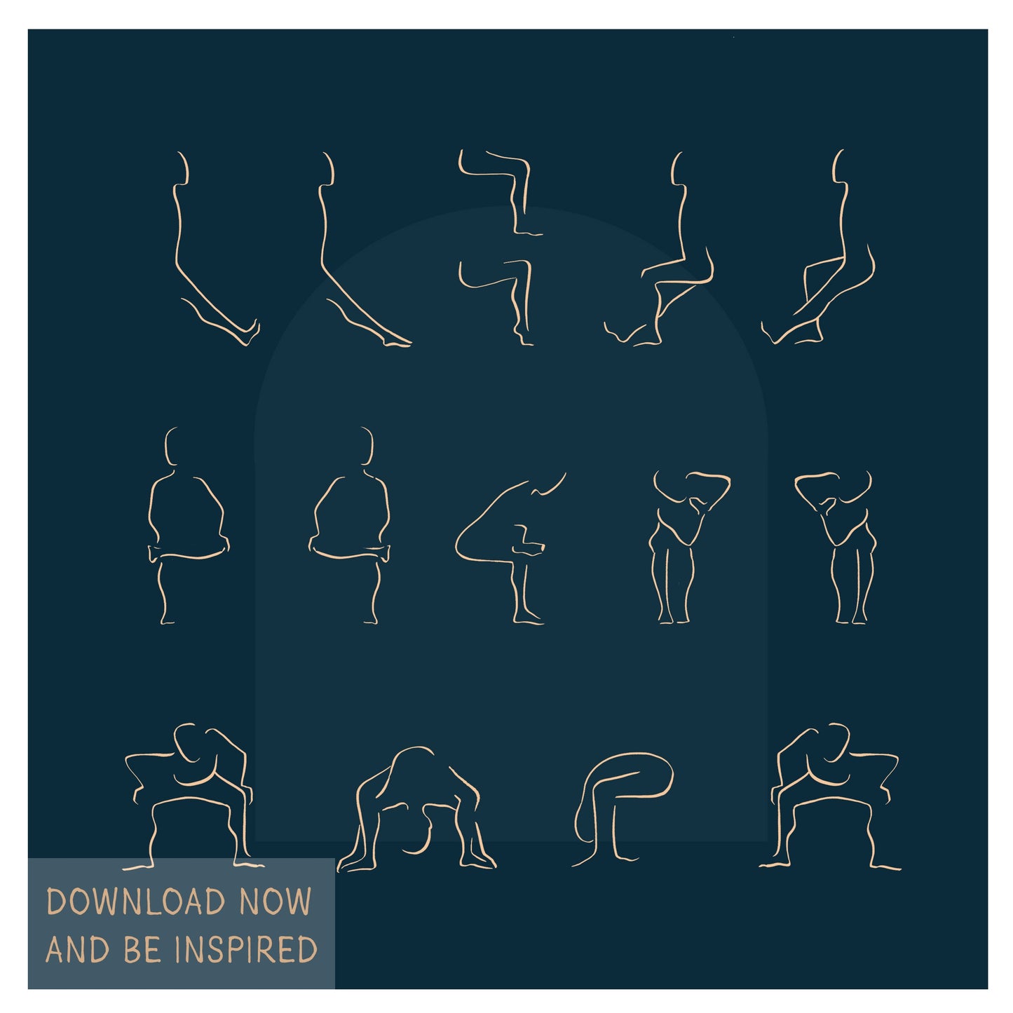 Desk Yoga | Blue | Lower back and body, hips | Minimal | Yoga At Your Desk | Office Yoga | Yoga Print | Yoga Art | 8x8 in, 8x10 in