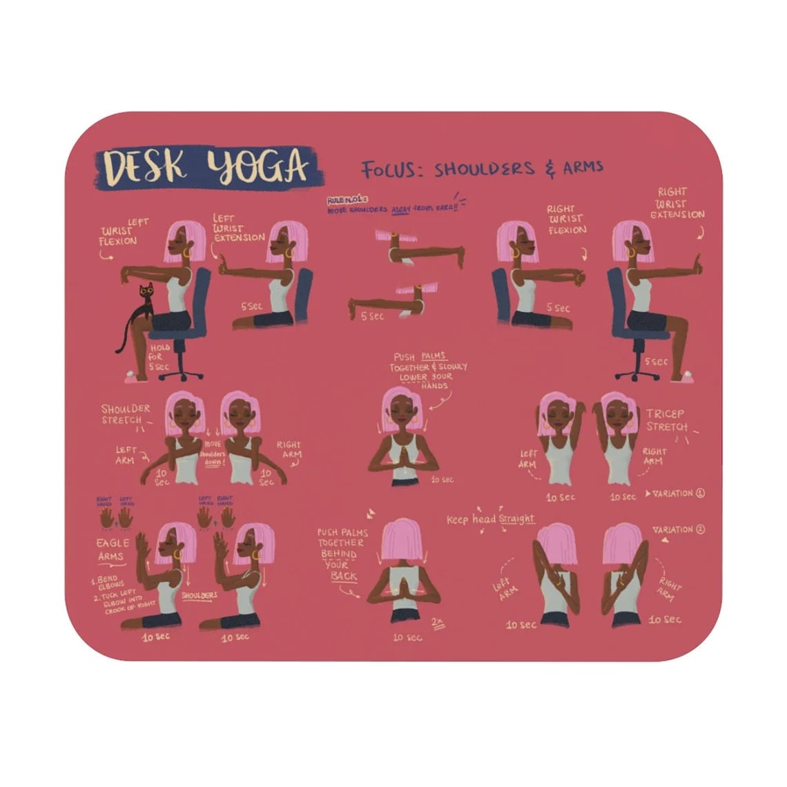 Mouse Pads Bundle | Buy 3 Get 1 Free! | Office Desk Accessories | Home Office | Desk Decor | Yoga Art | Yoga Poses | Chair Yoga